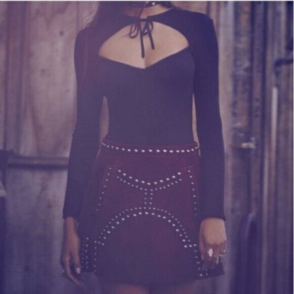 NWT FOR LOVE & LEMONS Josephina Bodysuit Black Tie Front and Long Sleeve L Large - Picture 3 of 11